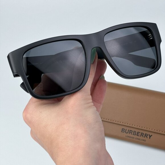 Burberry BE4358 346481 KNIGHT BRAND NEW Sunglasses Matte Black Grey Polarized - Picture 1 of 12